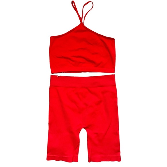 Nikibiki Fiery Red Biker Shorts/Bralette Set, OS - Picture 4 of 4